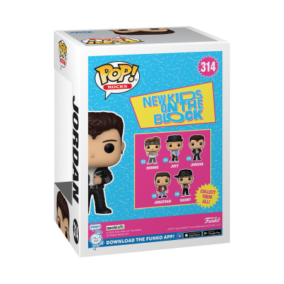 Embalagem Pop! Rocks azul com figura e texto New Kids On The Block