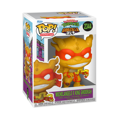 Funko Pop! Michelangelo x King Ghidorah edição colecionável em caixa