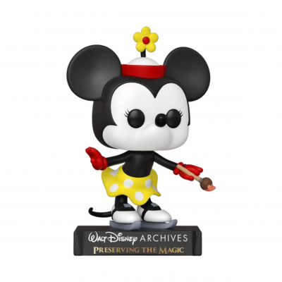 Figura colecionável Minnie Mouse estilizada com base preta e texto Walt Disney Archives