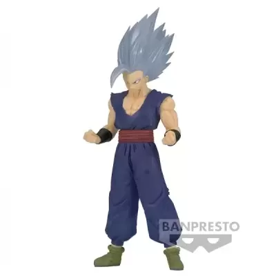 Figura de ação com cabelo azul e roupa azul escura