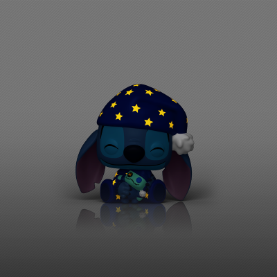 Figura Funko Pop do Stitch com pijama azul escuro estrelado e gorro