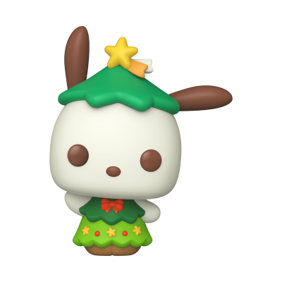 Figura colecionável de personagem com chapéu e vestido verde decorado com estrelas e laço vermelho.