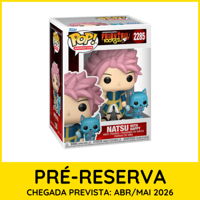 Funko Pop Natsu e Happy da coleção Fairy Tail 100 Years Quest na caixa
