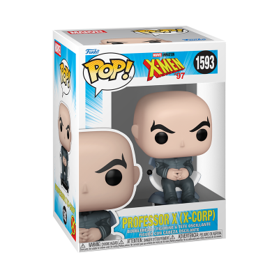 Funko Pop! Professor X (X-Corp) da série X-Men 97 numa caixa com fundo azul