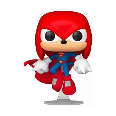 Figura Funko Pop Knuckles com capa vermelha e fato azul do Superman