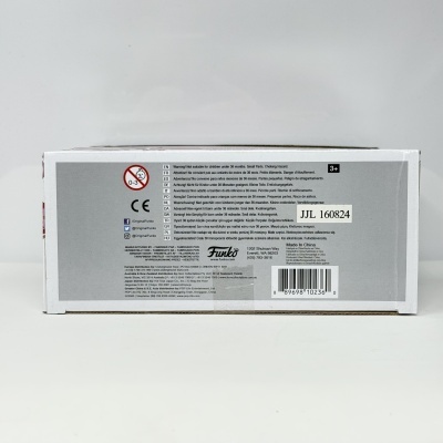 Caixa branca e cinza com texto e código de barras