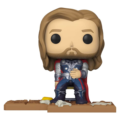 Figura colecionável Funko Pop do Thor em base de chão com detritos