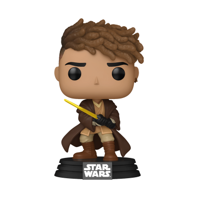 Figura Funko Pop de personagem Star Wars com sabre de luz amarelo