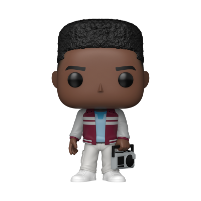 Figura colecionável Funko Pop de personagem com casaco vermelho e branco e câmara fotográfica
