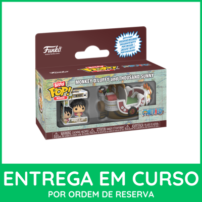 Caixa de brinquedo Funko Pop Bitty Pop Rides Monkey D. Luffy e Thousand Sunny