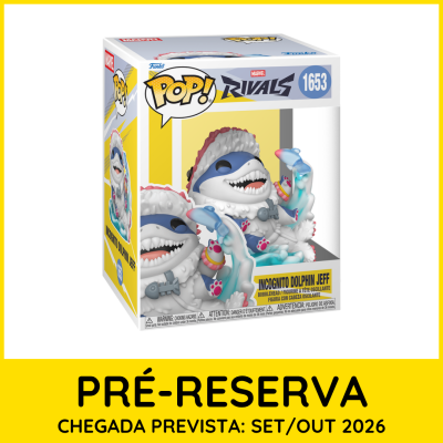 Figura funko pop do personagem Incognito Dolphin Jeff em caixa