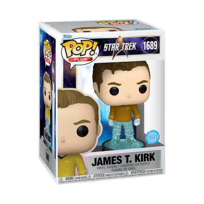 Figura Funko Pop Plus James T. Kirk Star Trek nº 1689 com base brilhante azul