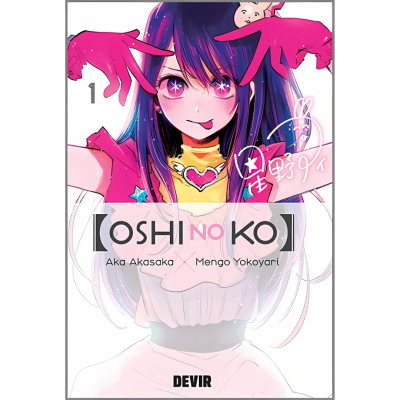 Capa de manga com personagem feminina de cabelo roxo, luvas rosa e vestido branco