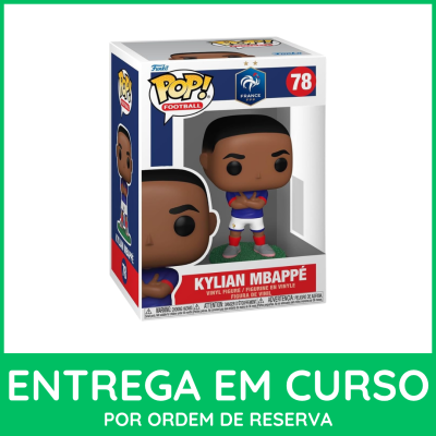 Figura de vinil Funko Pop de Kylian Mbappé no seu estojo com marcações da França e número 78.