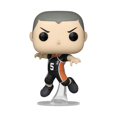Figura Funko Pop de jogador de basquetebol com roupa preta e laranja, número 5.