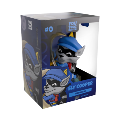 Figura de vinil Sly Cooper numa caixa de embalagem YouTooz