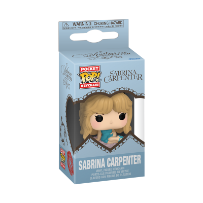 Porta-chaves Pocket Pop! de Sabrina Carpenter na embalagem azul claro