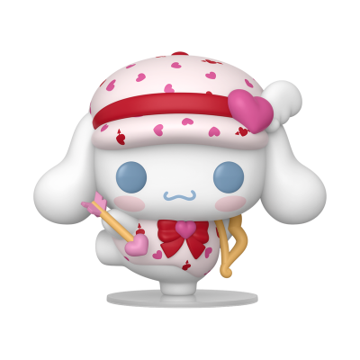 Figura colecionável Funko Pop personagem fofo com chapéu e acessórios de coração.