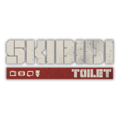 Logotipo SKIBIDI com barra vermelha e texto TOILET