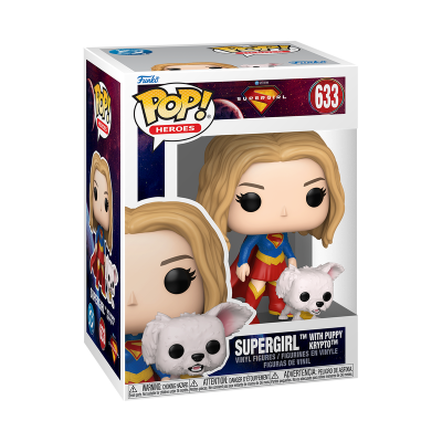 Figura Funko Pop Supergirl com cão Krypto em embalagem