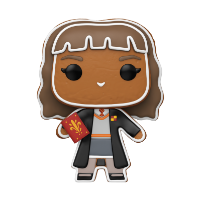 Figura Funko Pop Hermione Granger estilo bolacha com roupa escolar e livro vermelho