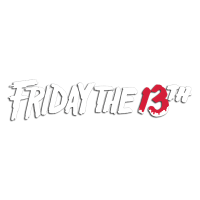 Texto FRIDAY THE 13TH em branco e vermelho com estilo sangrento