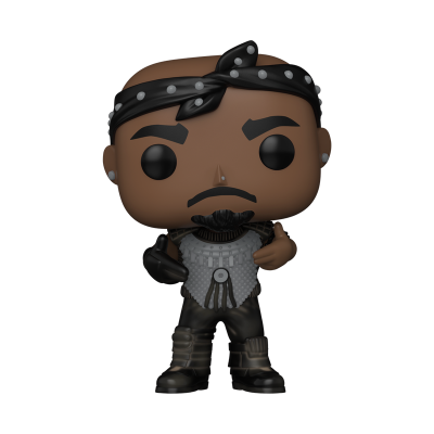 Figura colecionável Funko Pop com bandana preta de bolinhas e roupas pretas e cinza