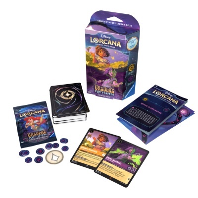 Jogo de cartas Disney Lorcana Ursulas Return Starter Deck com cartas, fichas e embalagem