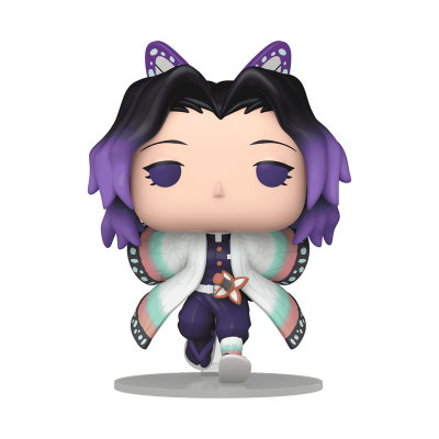 Figurinha de personagem com asas de borboleta e cabelo roxo e preto