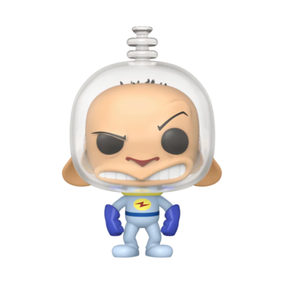 Figura colecionável estilo Funko Pop com fato espacial azul e capacete transparente