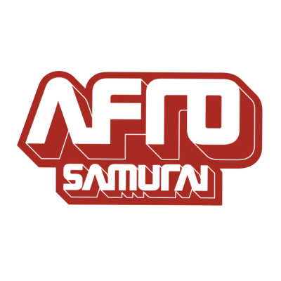 Logotipo AFRO SAMURAI em branco e vermelho