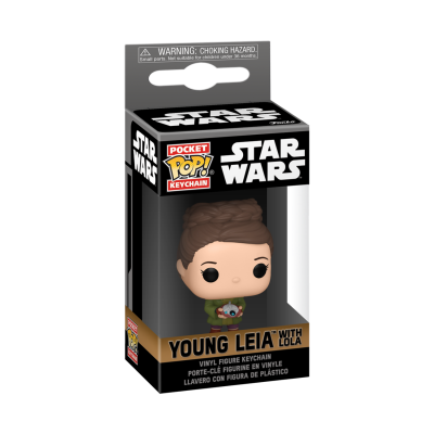Figura chaveiro POP! Young Leia com Lola na caixa Star Wars