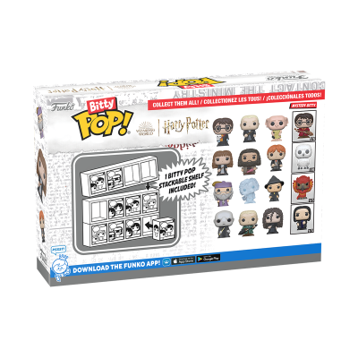 Embalagem Funko Bitty Pop! Harry Potter com imagens das figuras colecionáveis