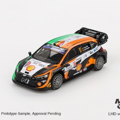 Miniatura de carro de rali Hyundai colorido verde, branco, laranja e preto