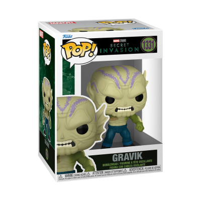 Figura Funko Pop! do personagem Gravik da Marvel Studios Secret Invasion 1331 em caixa com janela