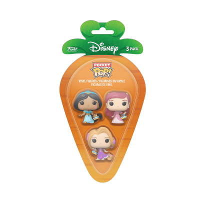 Pack de 3 figuras vinyl Disney Pocket POP! em embalagem transparente formato cenoura
