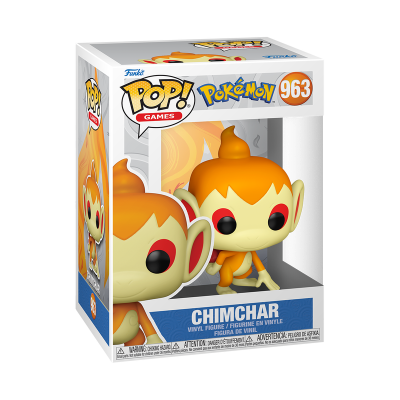 Figura vinil Chimchar Pokémon na caixa Pop! Games