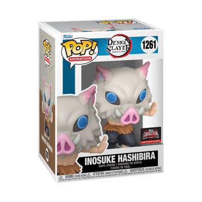 Figura Funko Pop! Inosuke Hashibira da série Demon Slayer na embalagem