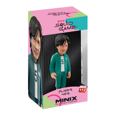 Figurina colecionável Minix Player 456 Squid Game em embalagem colorida