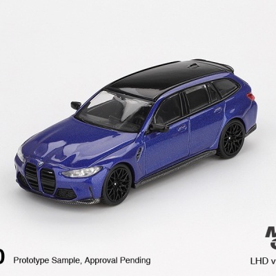 Miniatura de carro BMW M3 Touring azul metálico com teto preto