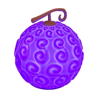 esfera decorativa roxa com padrões espirais e caule castanho