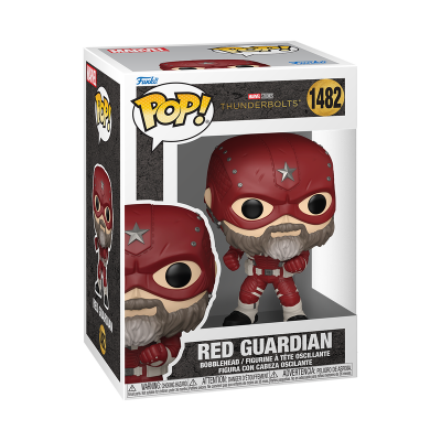 Figura Funko Pop! Red Guardian com máscara vermelha e estrela prateada na embalagem