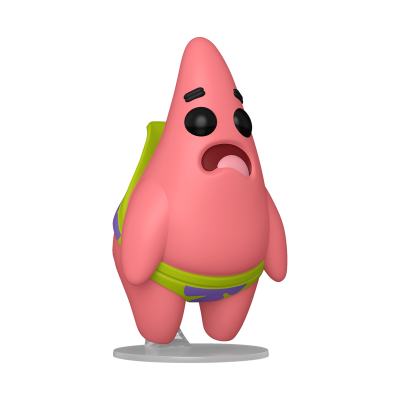 Figura de ação de Patrick Estrela cor-de-rosa com calções verdes e roxos