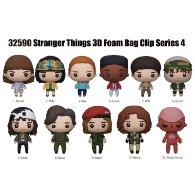 Clips de bolsa em espuma 3D da série Stranger Things com vários personagens