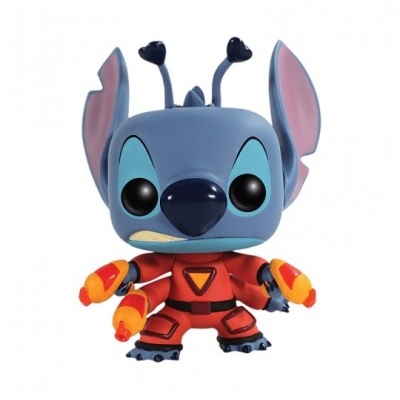 Figura Funko Pop de Stitch astronauta com fato vermelho e antenas