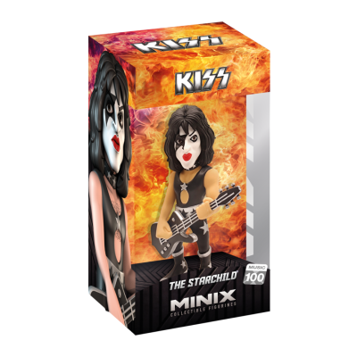 Embalaem de boneco colecionável MINIX de músico KISS The Starchild com guitarra