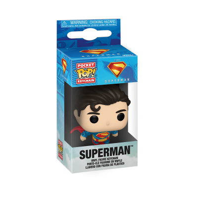 Chaveiro figura de vinil Superman em embalagem azul Pocket Pop!