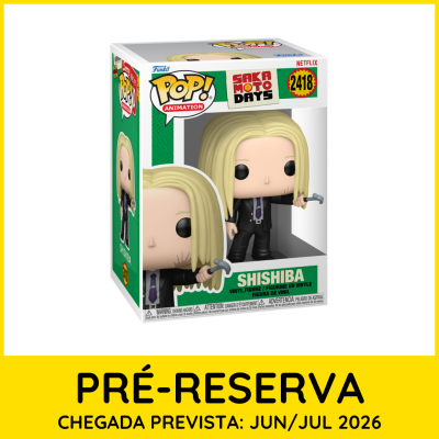 Funko Pop figura de Shishiba da série Sakamoto Days em embalagem