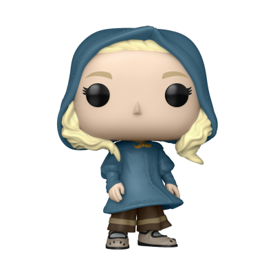 Figura Funko Pop de personagem com capuz azul e cabelo loiro