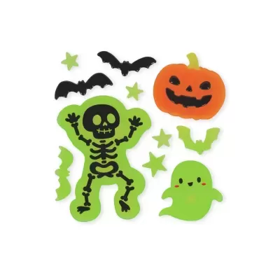 Autocolantes de Halloween com esqueleto, abóbora, fantasma e morcegos